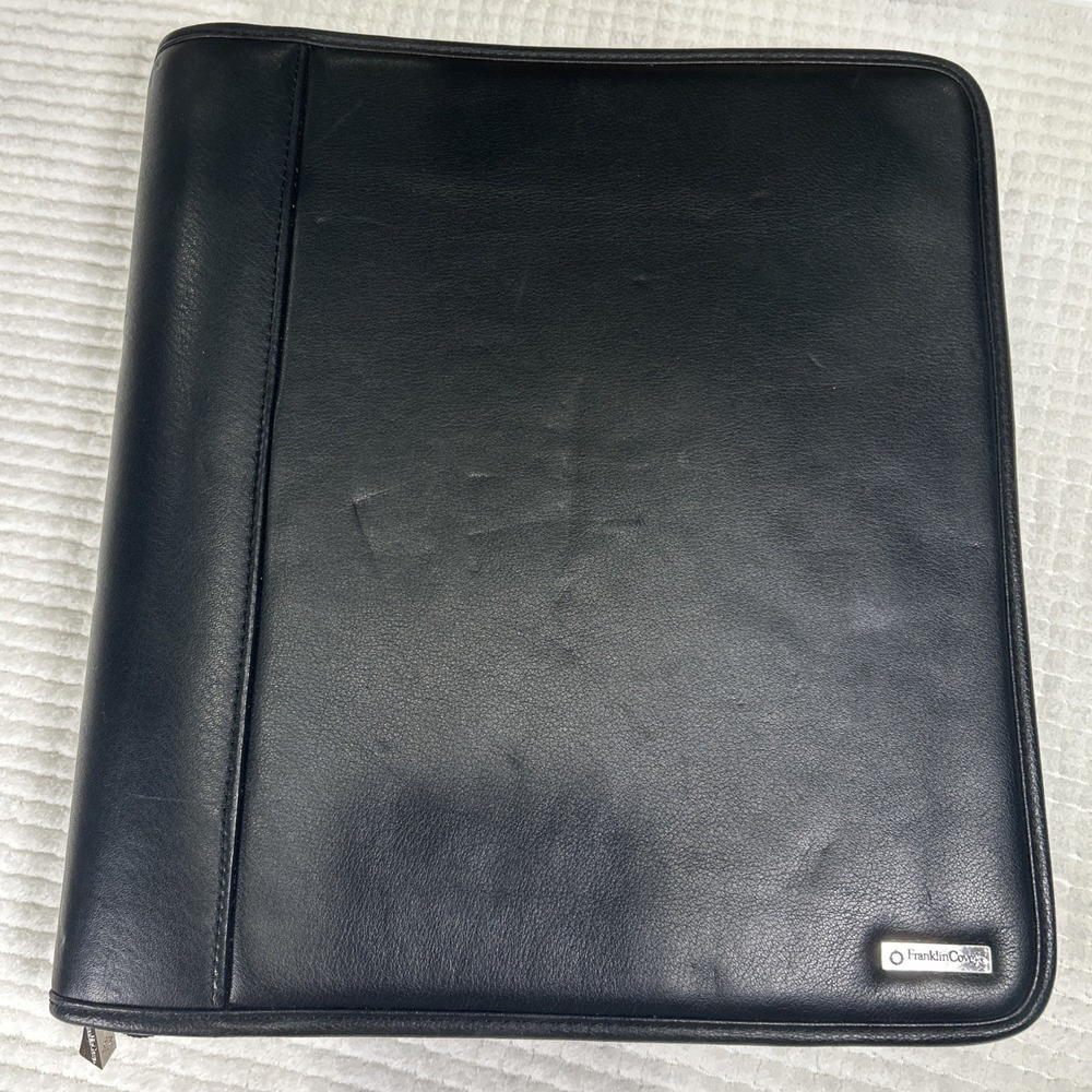Franklin Covey Black Leather Zip Personal Planner 11"x13"